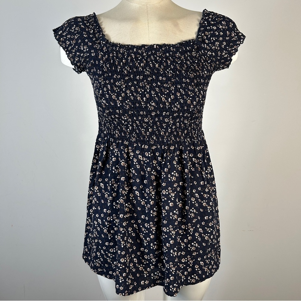 Brandy Melville Navy Floral Blouse XS-S